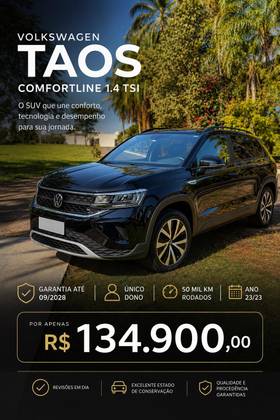 VOLKSWAGEN TAOS 1.4 250 TSI TOTAL FLEX COMFORTLINE AUTOMÁTICO VOLKSWAGEN TAOS 1.4 250 TSI TOTAL FLEX COMFORTLINE AUTOMÁTICO